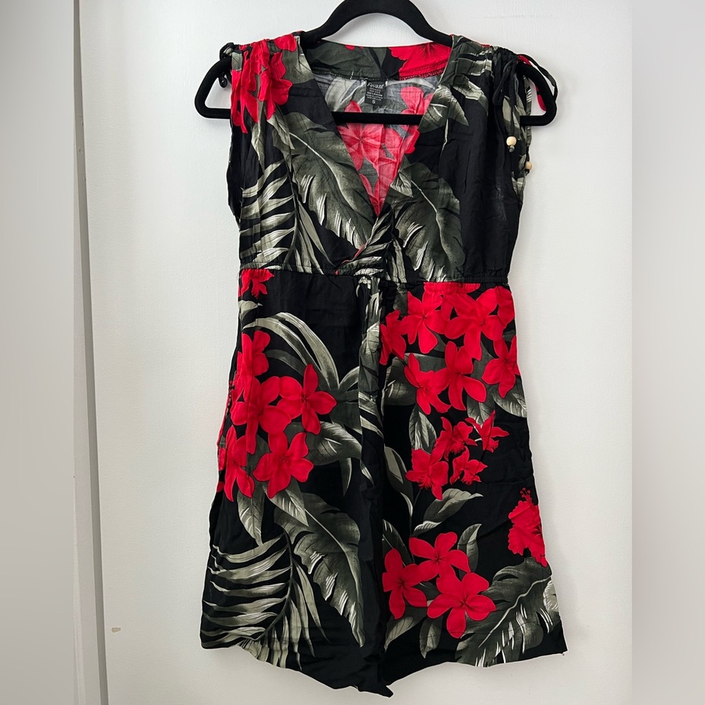 Black Floral Sundress with Red Blooms